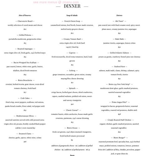 bistro 234|bistro 234 menu with prices.